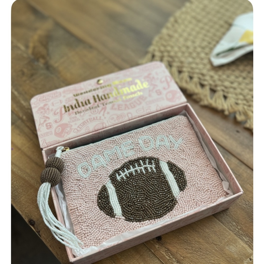 Lindau Handmade Pink Beaded Game Day Clutch